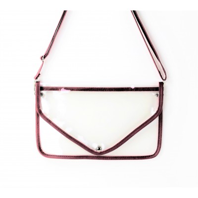 9167 -BURGUNDY LINING TRANSPARENT CLUTCH BAG